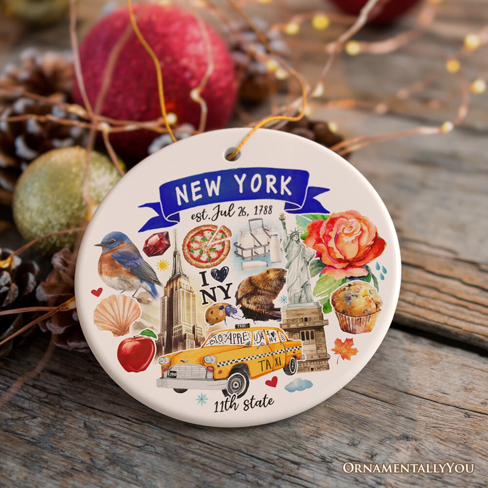 Artistic New York State Themes and Landmarks Christmas Ornament Ceramic Ornament OrnamentallyYou 
