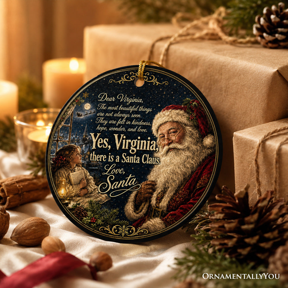 Dear Virginia Santa Letter Quote Ceramic Ornament, Sentimental Holiday Tradition Souvenir