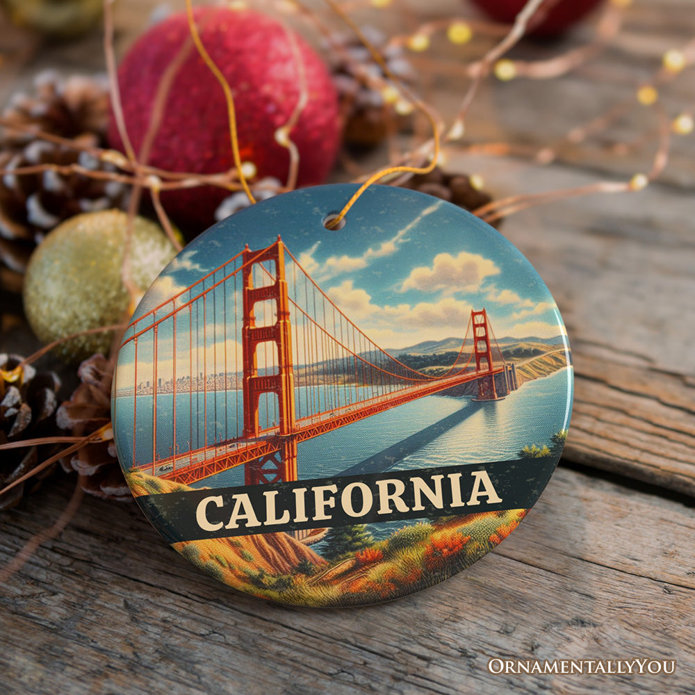 Classic California Golden Gate Bridge Ornament, San Francisco Bay Christmas Gift and Coastal Landmark Souvenir