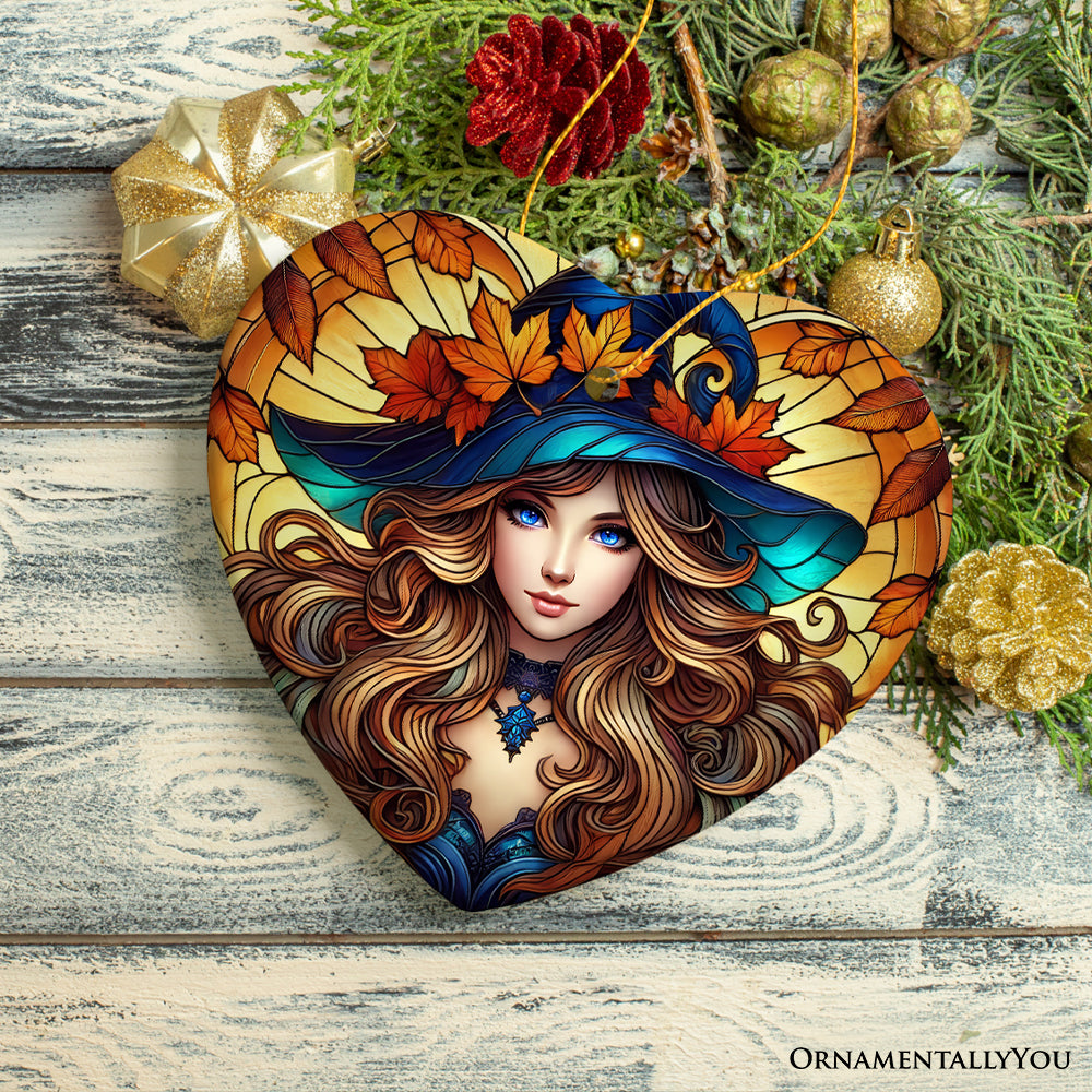 Enchanting Autumn Witch Ornament, Witchy Fall Girl Gift and Decor