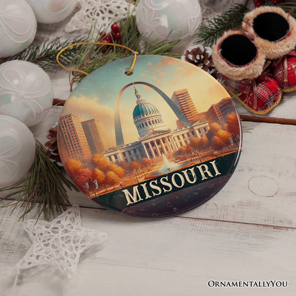 Missouri Gateway Arch and Courthouse Ornament, Iconic St. Louis Landmarks Christmas Gift and Souvenir