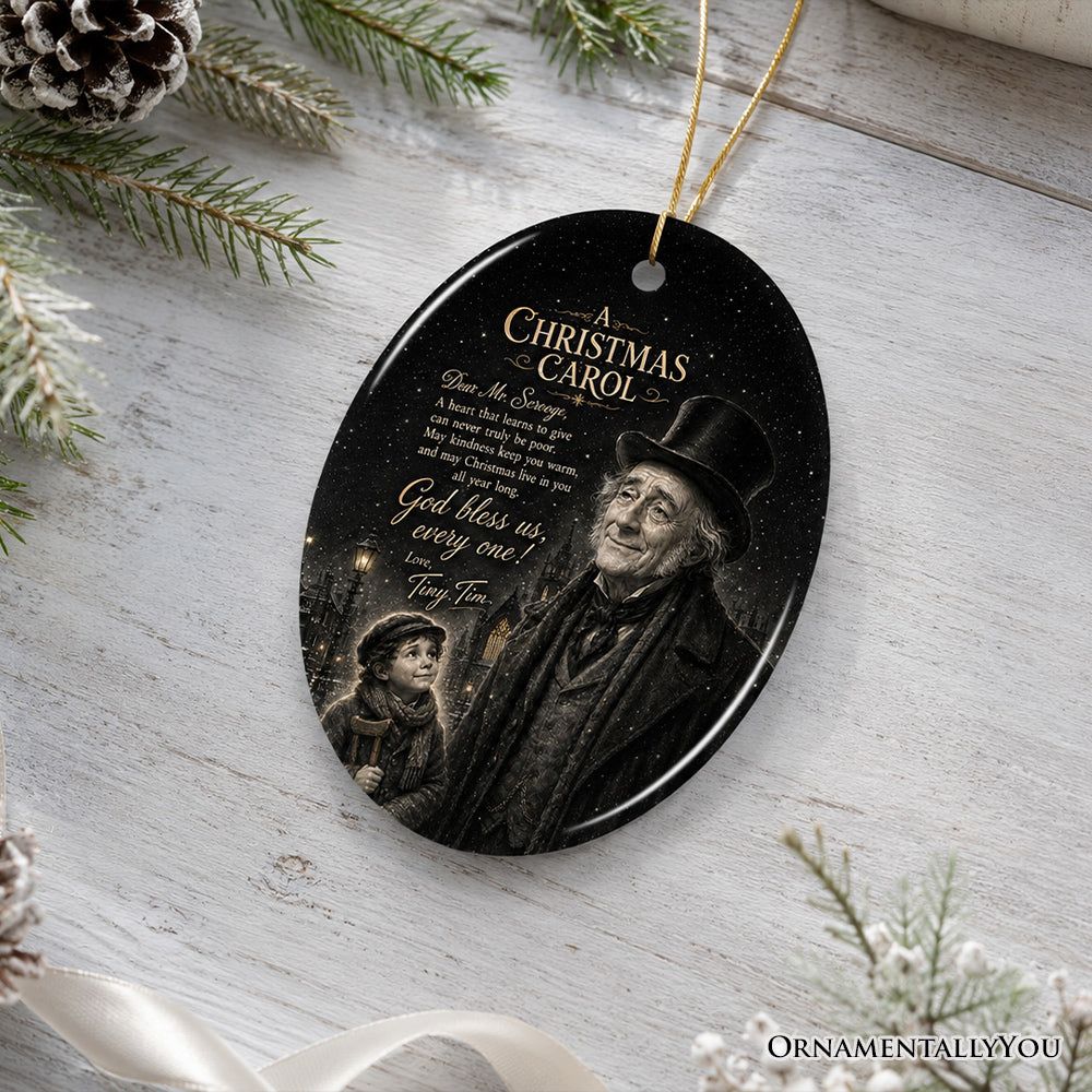 A Christmas Carol God Bless Us Every One Ornament, Charles Dickens Holiday Story Tree Decor