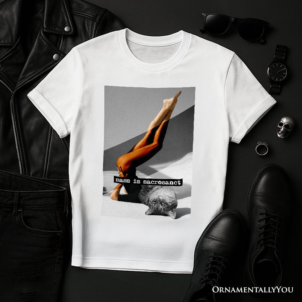 Sass is Sacrosanct Concept Art Graphic T-Shirt, Sexy Cat Woman Black and White Streetwear Tee T-Shirts OrnamentallyYou White XS 