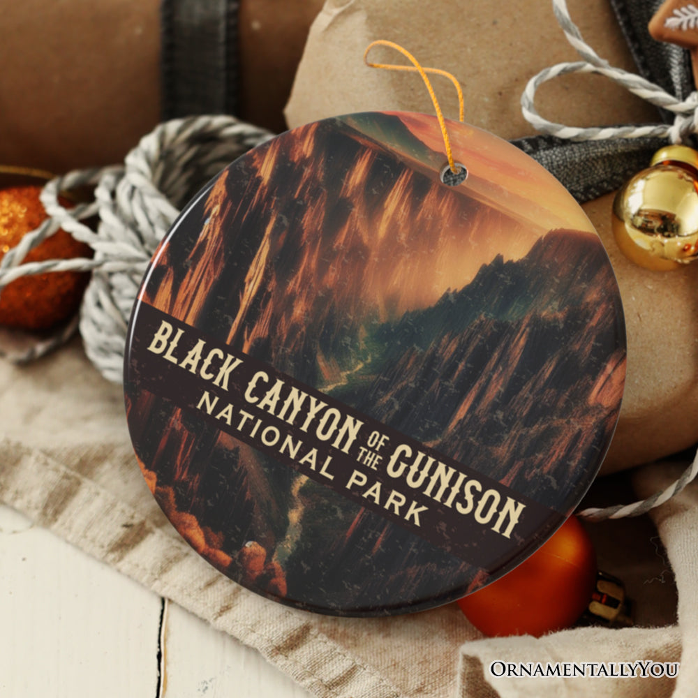 Striking Black Canyon of the Gunnison National Park Ornament, Colorado Sheer Cliff Gorge Christmas Gift and Canyon Vista Keepsake