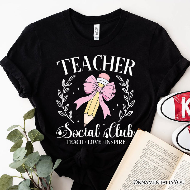 Teacher Social Club T-Shirt, White, Natural, and Black Tee for Stylish Educators T-Shirts OrnamentallyYou Black XS 
