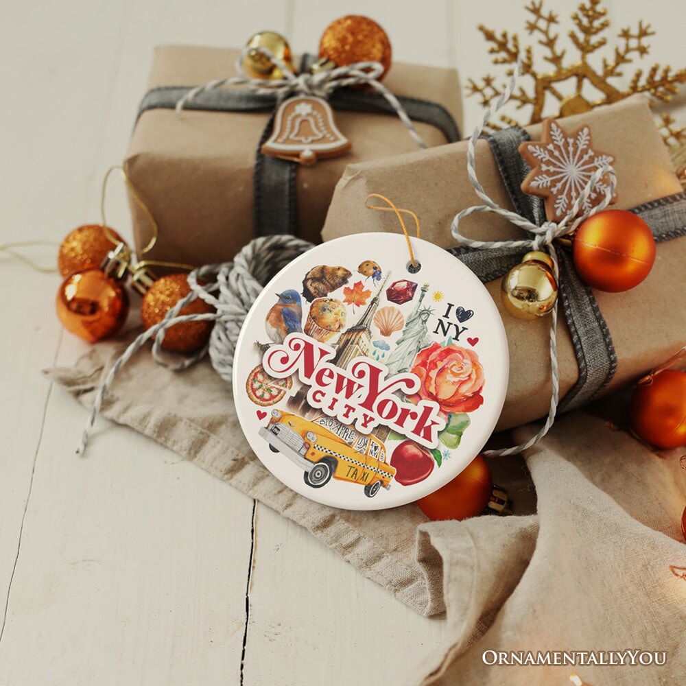 Unique NYC Vibes Artwork Christmas Ornament Ceramic Ornament OrnamentallyYou 