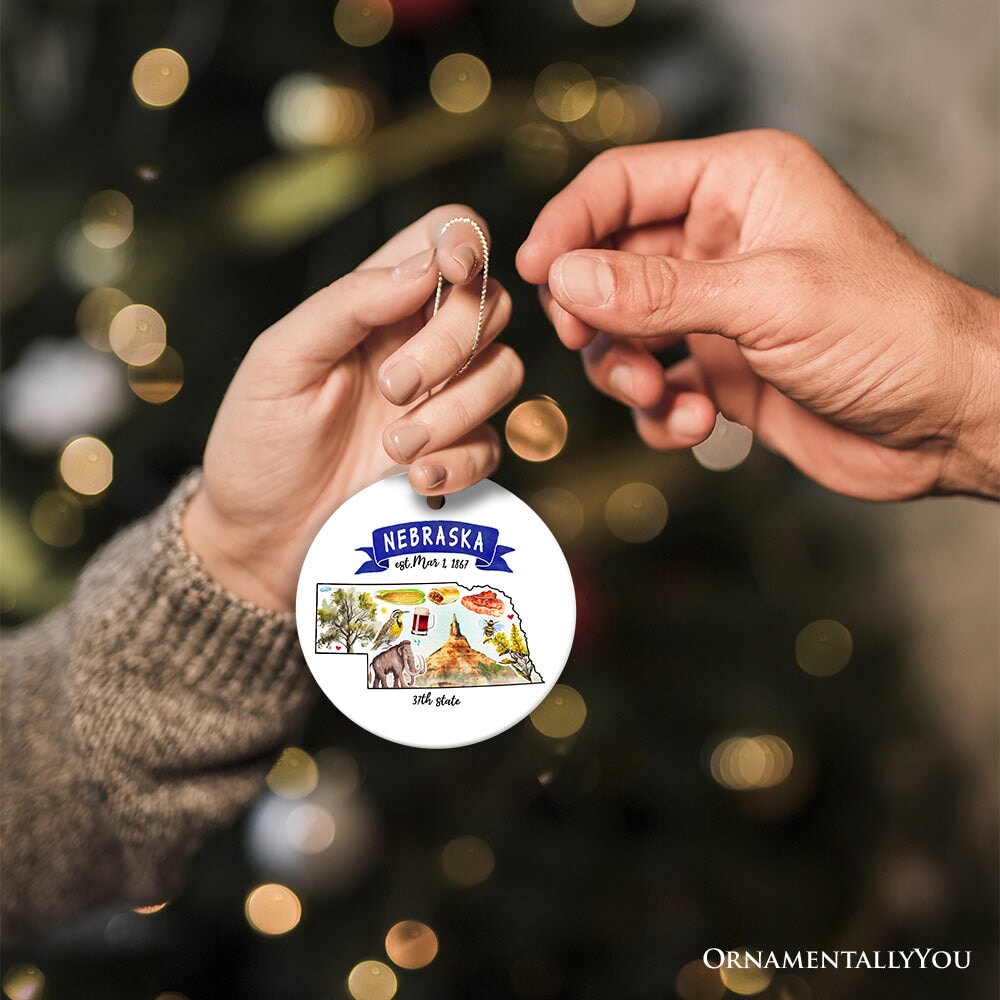 Artistic Nebraska State Themes and Landmarks Christmas Ornament Ceramic Ornament OrnamentallyYou 