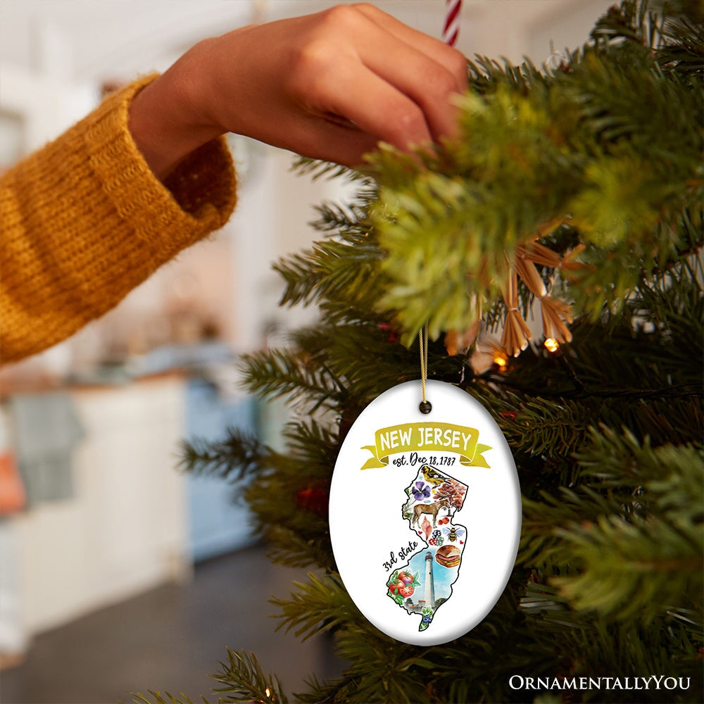 Artistic New Jersey State Themes and Landmarks Christmas Ornament Ceramic Ornament OrnamentallyYou 