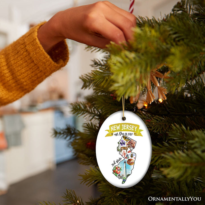 Artistic New Jersey State Themes and Landmarks Christmas Ornament Ceramic Ornament OrnamentallyYou 