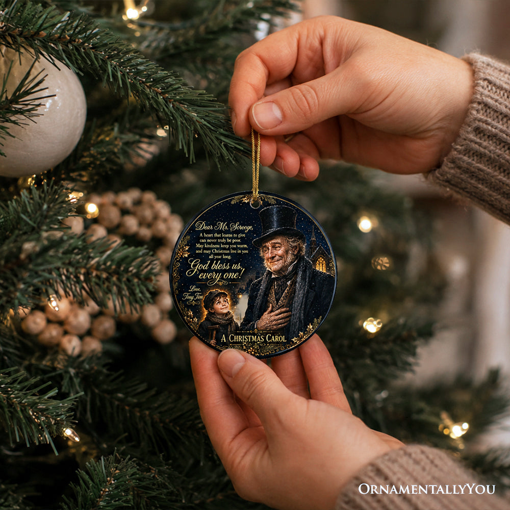 A Christmas Carol God Bless Us Every One Ornament, Charles Dickens Holiday Story Tree Decor