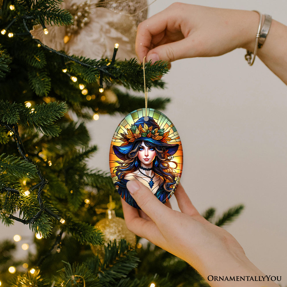 Enchanting Autumn Witch Ornament, Witchy Fall Girl Gift and Decor