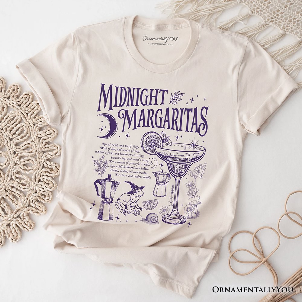 Midnight Margaritas Halloween T-Shirt, Whimsical Tee for Drinking Witches T-Shirts OrnamentallyYou Natural XS 