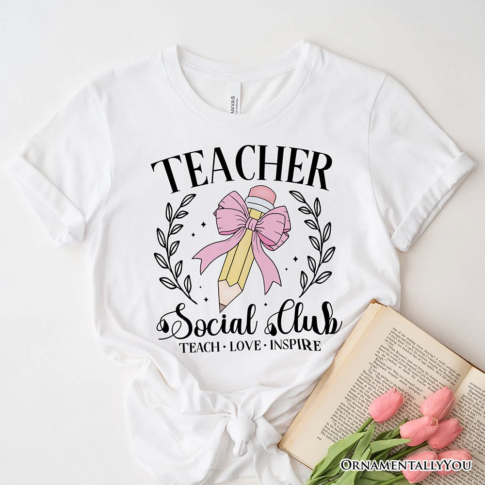 Teacher Social Club T-Shirt, White, Natural, and Black Tee for Stylish Educators T-Shirts OrnamentallyYou White XS 