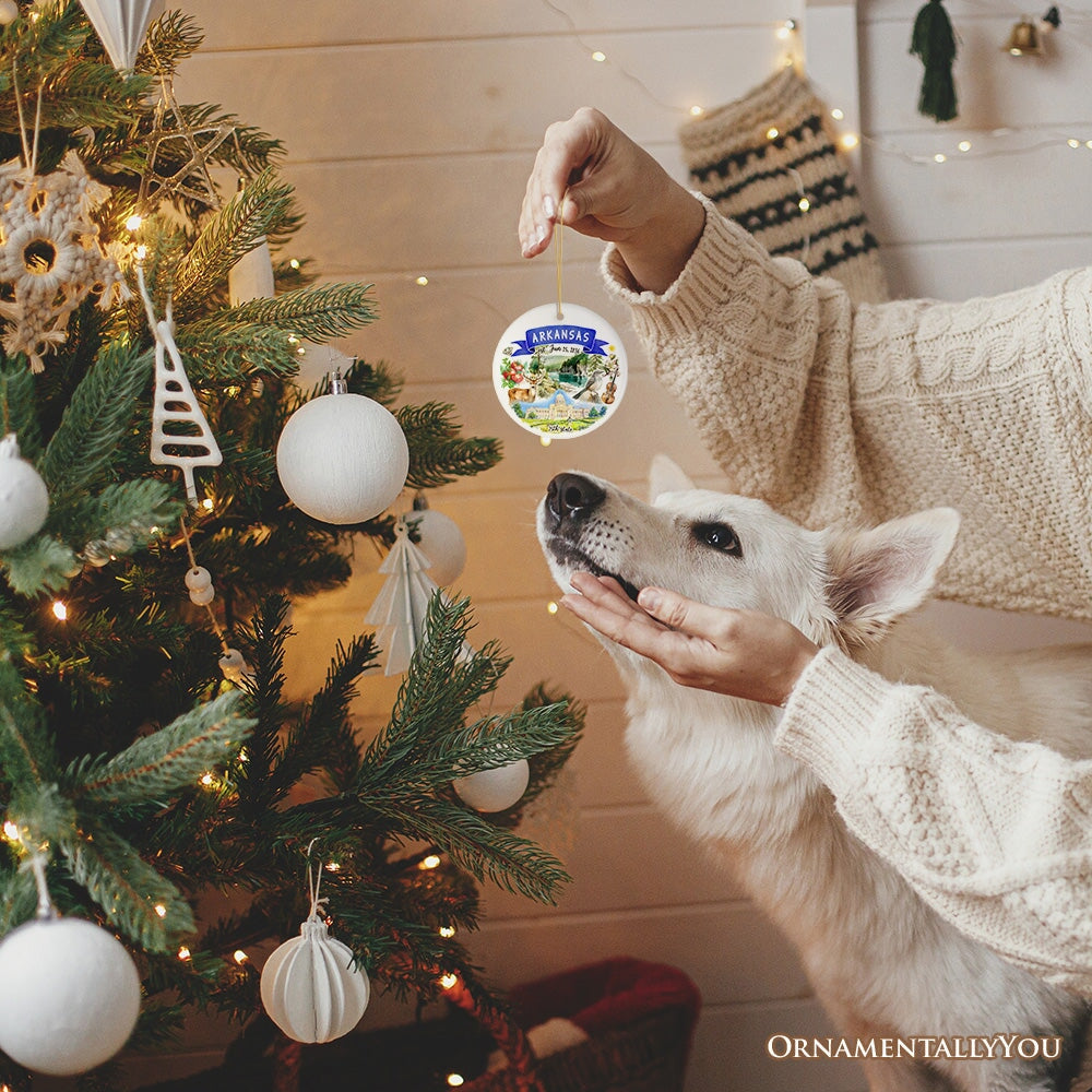 Artistic Arkansas State Themes and Landmarks Christmas Ornament Ceramic Ornament OrnamentallyYou 