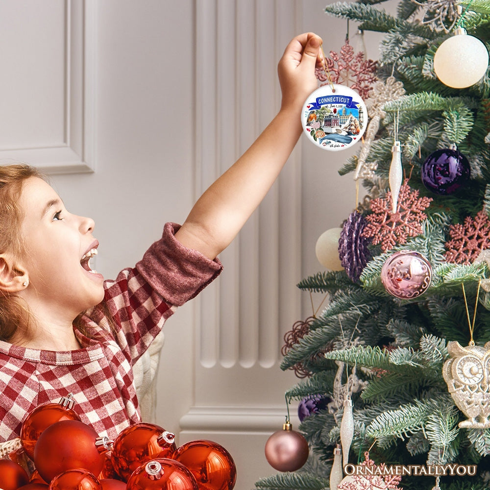 Artistic Connecticut State Themes and Landmarks Christmas Ornament Ceramic Ornament OrnamentallyYou 