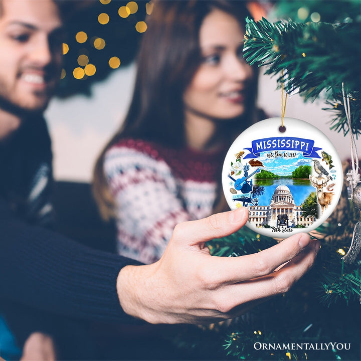 Artistic Mississippi State Themes and Landmarks Christmas Ornament Ceramic Ornament OrnamentallyYou 