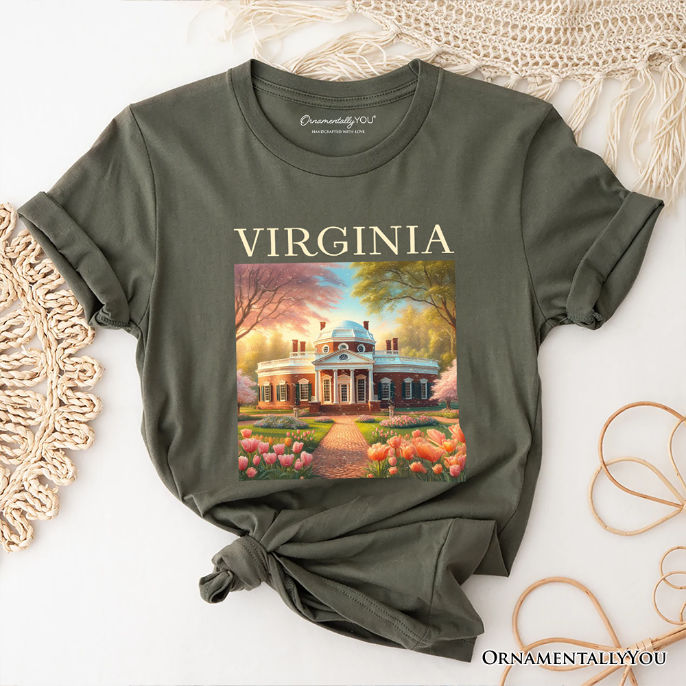 Classic Virginia State Jefferson’s Monticello T-Shirt, Southern Charm Tee and American History Keepsake