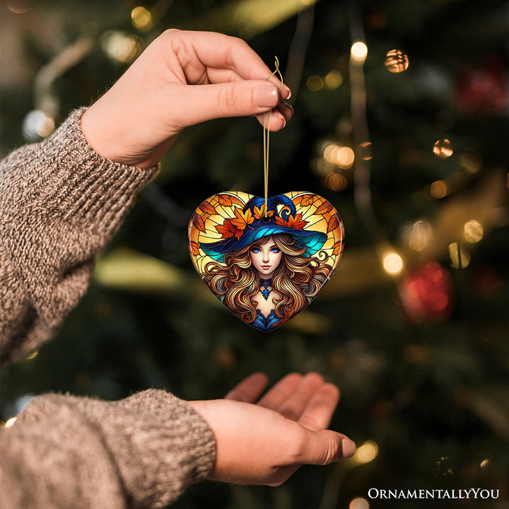 Enchanting Autumn Witch Ornament, Witchy Fall Girl Gift and Decor
