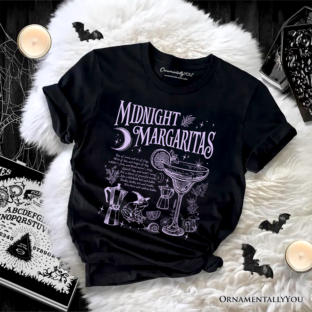 Midnight Margaritas Halloween T-Shirt, Whimsical Tee for Drinking Witches