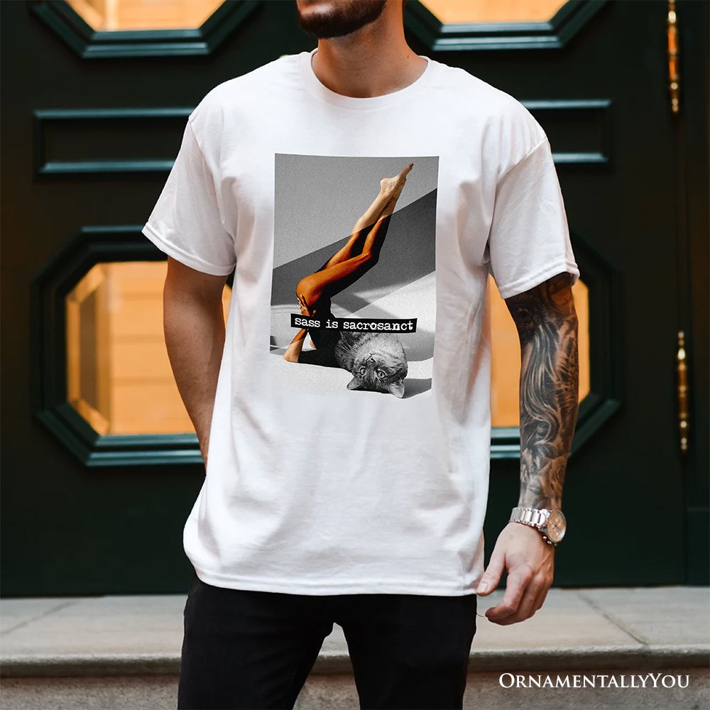 Sass is Sacrosanct Concept Art Graphic T-Shirt, Sexy Cat Woman Black and White Streetwear Tee T-Shirts OrnamentallyYou 