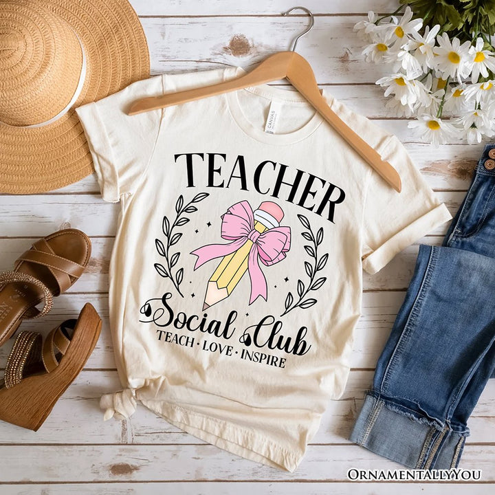 Teacher Social Club T-Shirt, White, Natural, and Black Tee for Stylish Educators T-Shirts OrnamentallyYou Natural XS 
