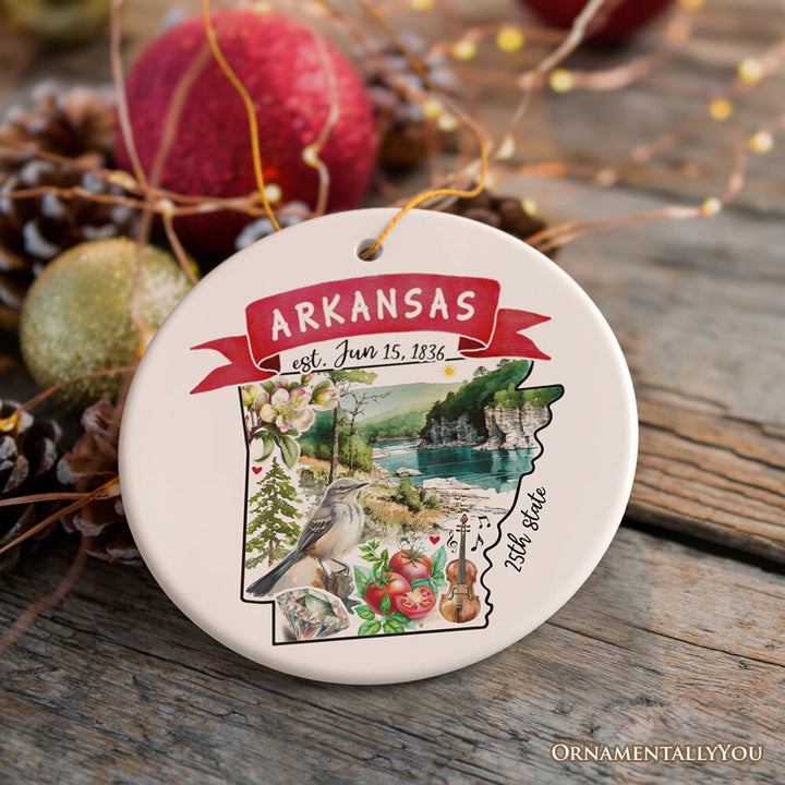 Artistic Arkansas State Themes and Landmarks Christmas Ornament Ceramic Ornament OrnamentallyYou Version 1 