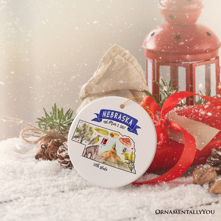 Artistic Nebraska State Themes and Landmarks Christmas Ornament Ceramic Ornament OrnamentallyYou Version 1 