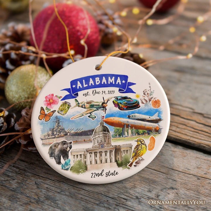 Artistic Alabama State Themes and Landmarks Christmas Ornament Ceramic Ornament OrnamentallyYou 