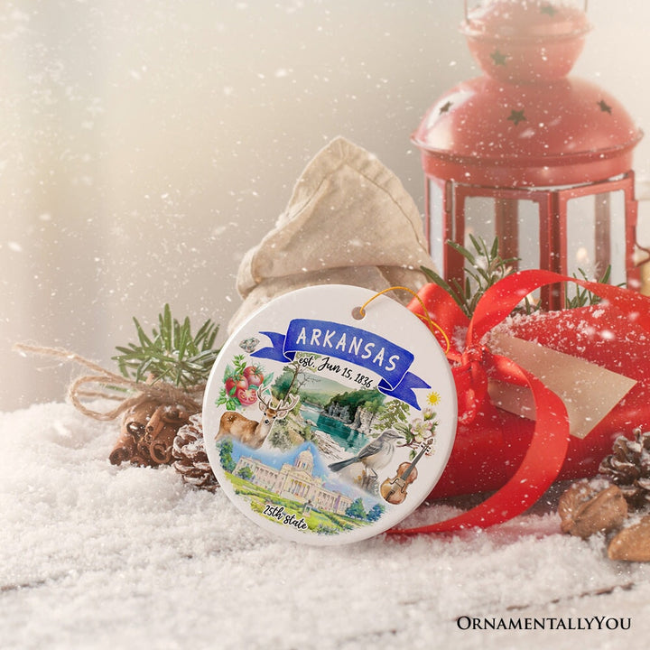 Artistic Arkansas State Themes and Landmarks Christmas Ornament Ceramic Ornament OrnamentallyYou 