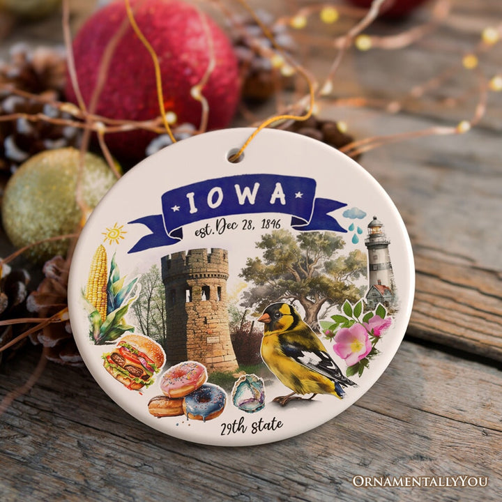Artistic Iowa State Themes and Landmarks Christmas Ornament Ceramic Ornament OrnamentallyYou 