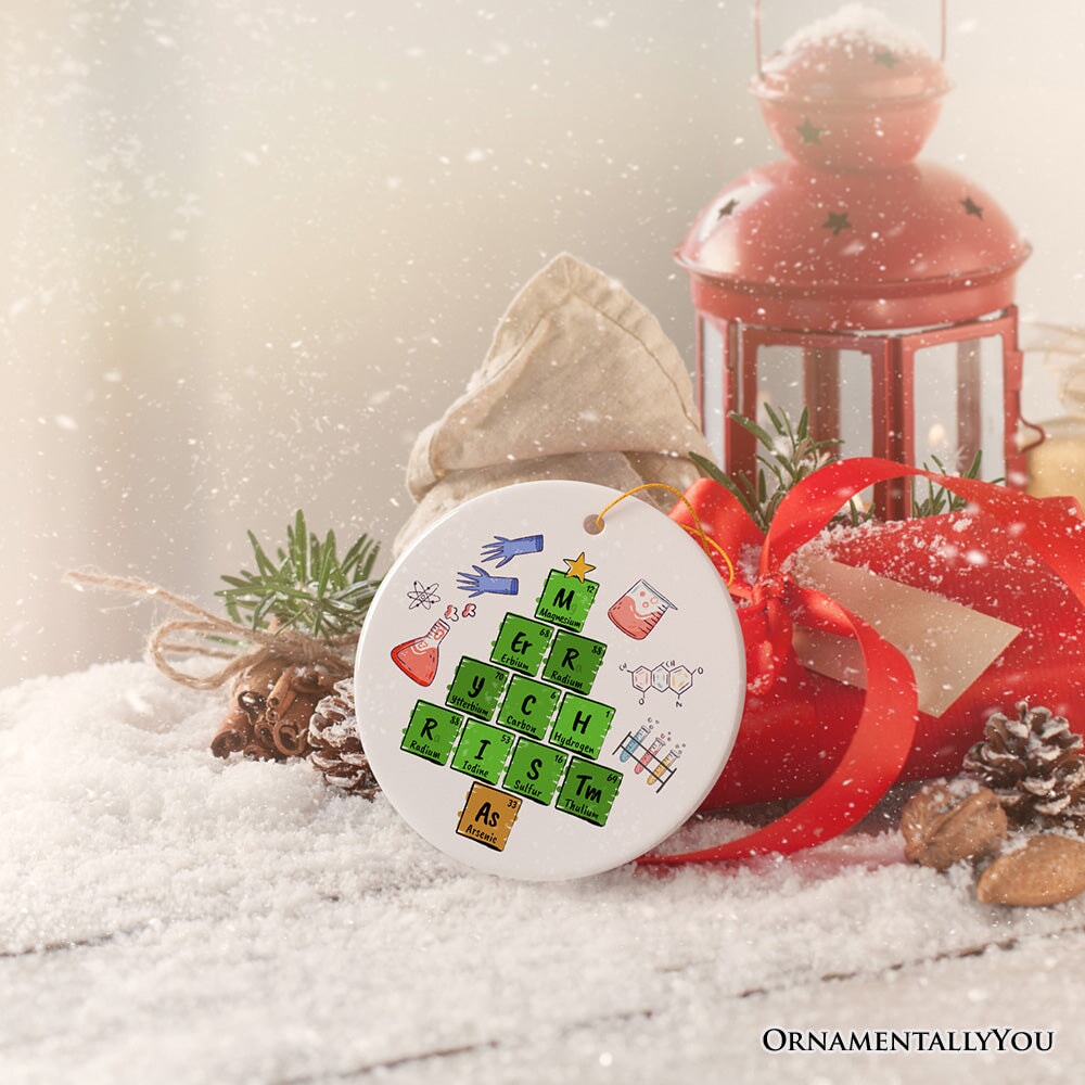 Periodic Table Scientist Christmas Ornament Ceramic Ornament OrnamentallyYou 