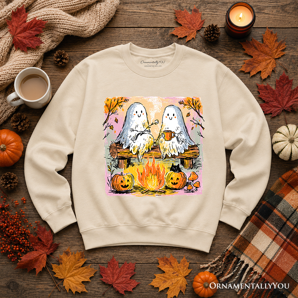 Cozy Campfire Ghosts Sweatshirt, Fall Halloween Pumpkin Sweater