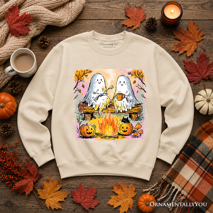 Cozy Campfire Ghosts Sweatshirt, Fall Halloween Pumpkin Sweater