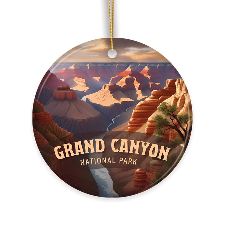 Grand Canyon National Park Retro Ornament, Arizona Tourist Attraction Souvenir and Gift Ceramic Ornament OrnamentallyYou 