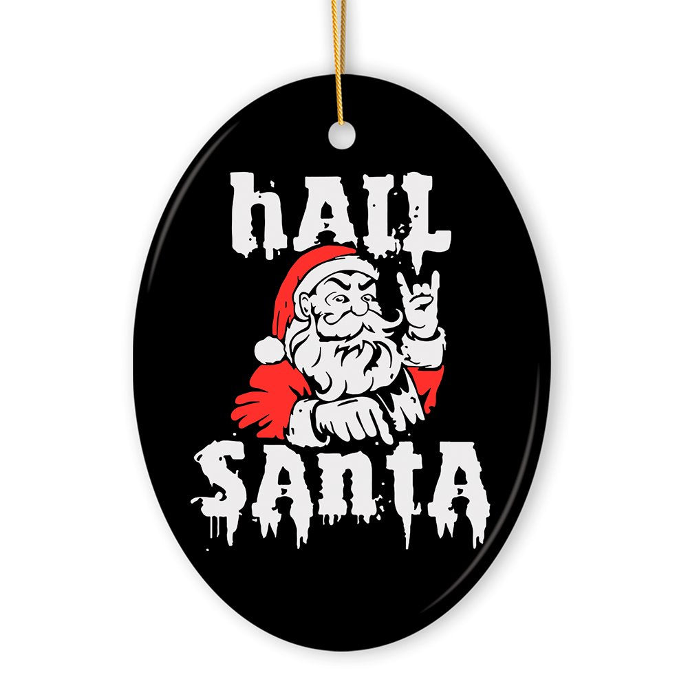 Hail Santa Heavy Metal Christmas Ornament, Emo Goth Rockstar. Ceramic Ornament OrnamentallyYou 
