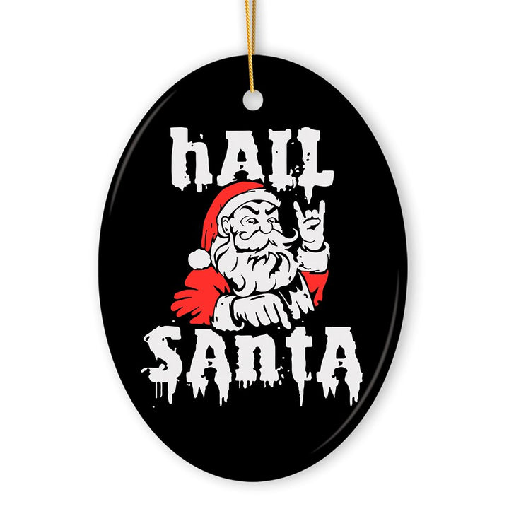 Hail Santa Heavy Metal Christmas Ornament, Emo Goth Rockstar. Ceramic Ornament OrnamentallyYou 