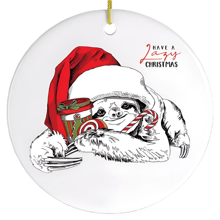 Have a Lazy Christmas Sloth Ornament Ceramic Ornament OrnamentallyYou 