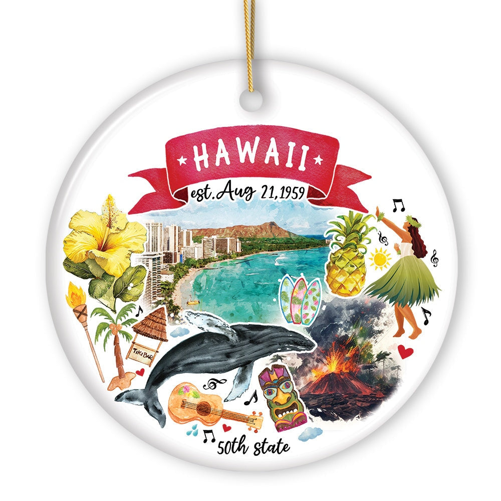 Artistic Hawaii State Themes and Landmarks Christmas Ornament Ceramic Ornament OrnamentallyYou 