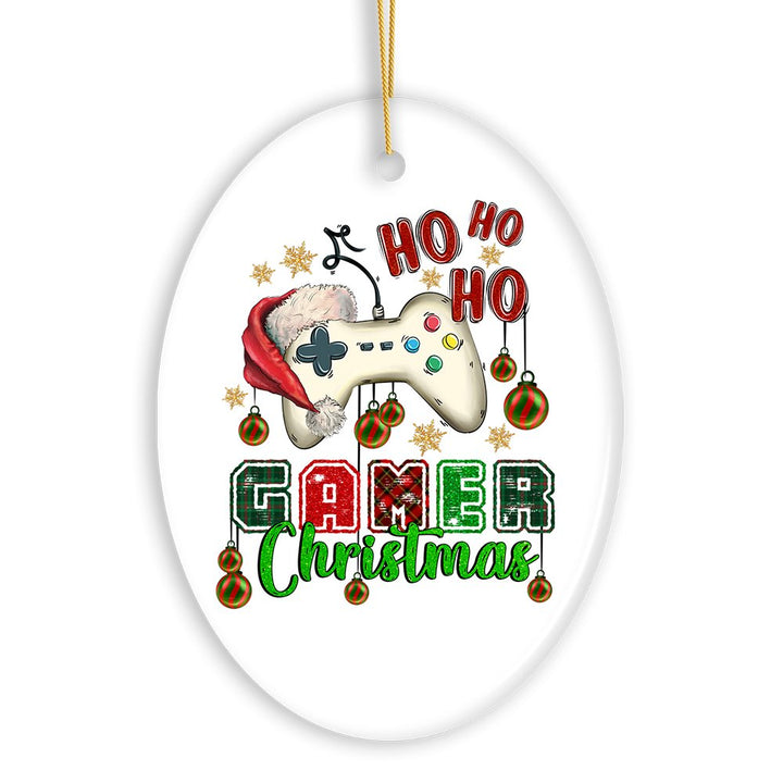 Ho Ho Ho Gamer Christmas Ornament, Video Game Lover Holiday Gift Ceramic Ornament OrnamentallyYou 