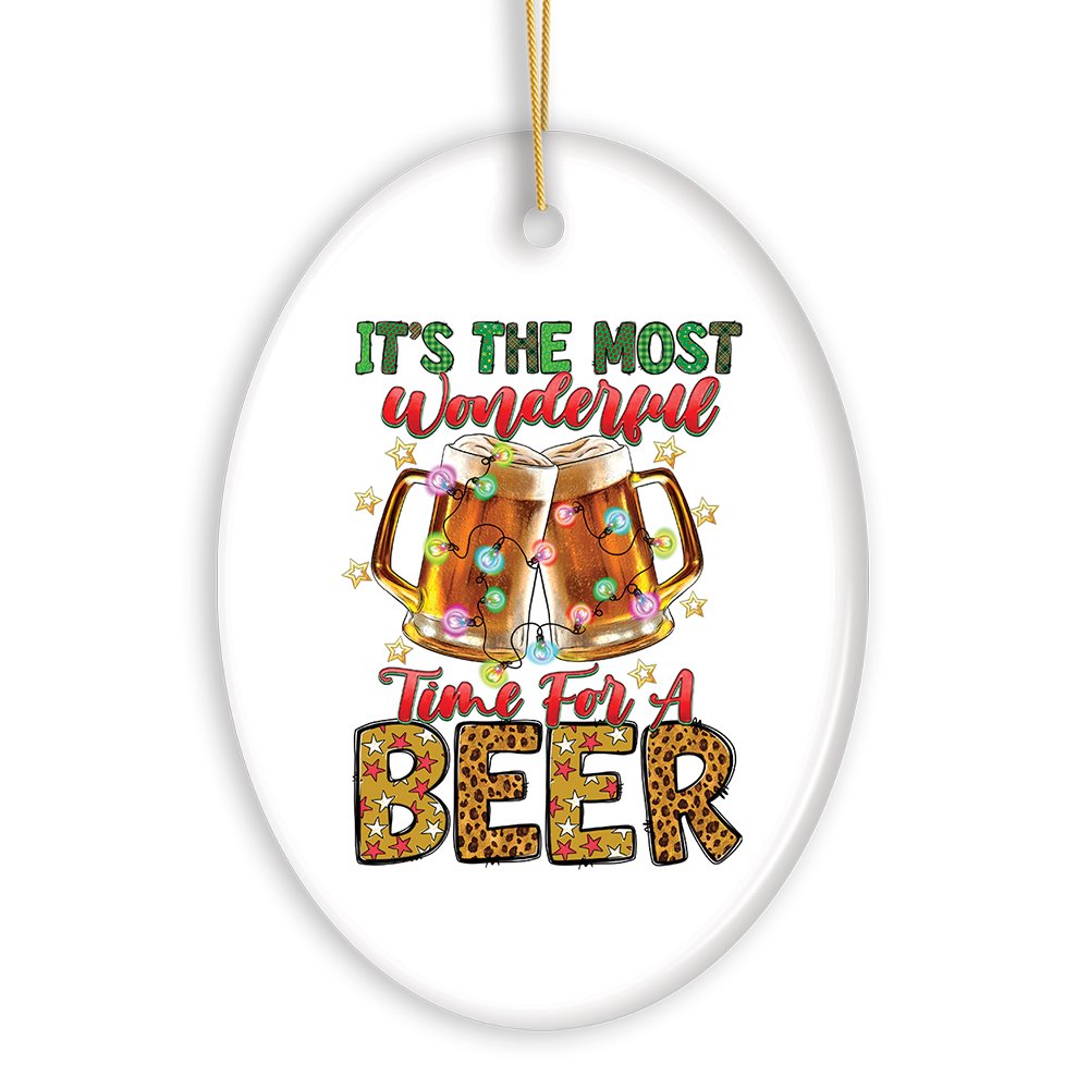 It’s the Most Wonderful Time for a Beer Festive Party Themed Christmas Ornament Ceramic Ornament OrnamentallyYou 