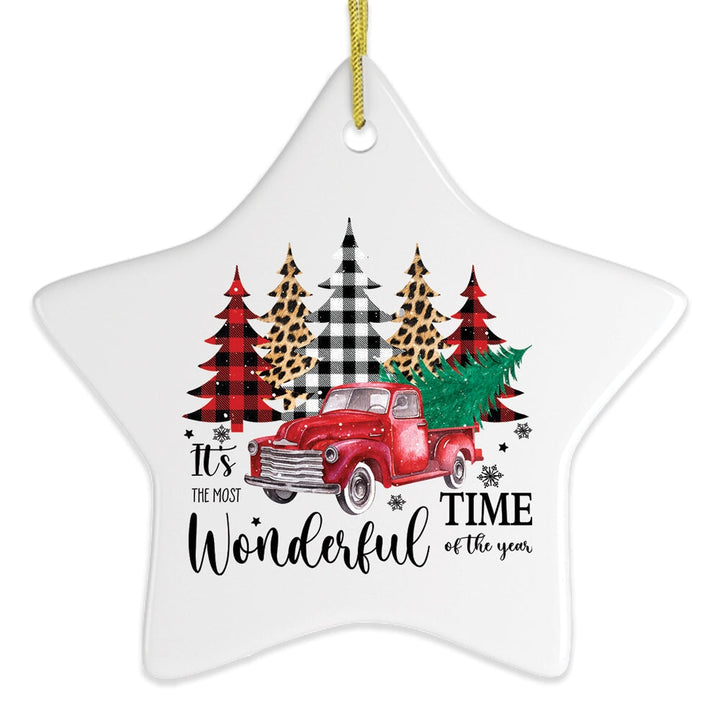 It's the Most Wonderful Time of the Year Plaid Trees Ornament Ceramic Ornament OrnamentallyYou 