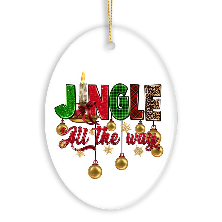 Jingle All the Way Holiday Plaid Cheerful Christmas Ornament Ceramic Ornament OrnamentallyYou 