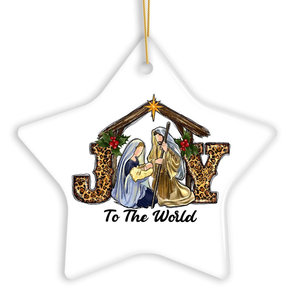 Joy to the World Religious Nativity Christmas Ornament, Birth of Jesus Holiday Decoration Ceramic Ornament OrnamentallyYou 