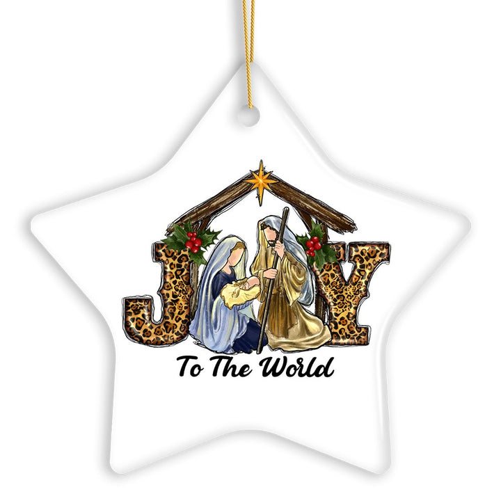 Joy to the World Religious Nativity Christmas Ornament, Birth of Jesus Holiday Decoration Ceramic Ornament OrnamentallyYou 