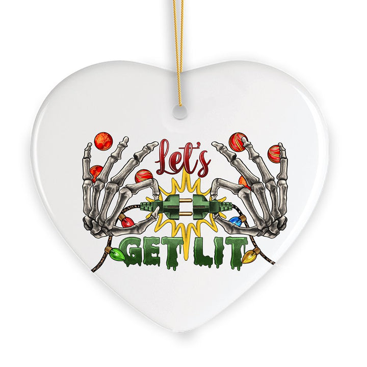 Let’s Get Lit Skeleton Fingers and Christmas Plugs Ornament Ceramic Ornament OrnamentallyYou 
