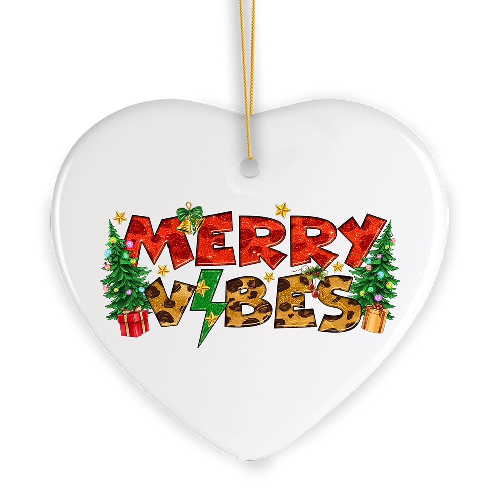 Merry Vibes Energetic Rock Theme Christmas Ornament Ceramic Ornament OrnamentallyYou 