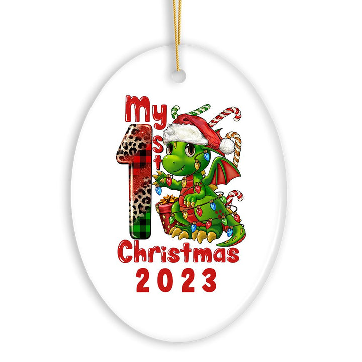 My First Christmas Baby Dinosaur Ornament Ceramic Ornament OrnamentallyYou 