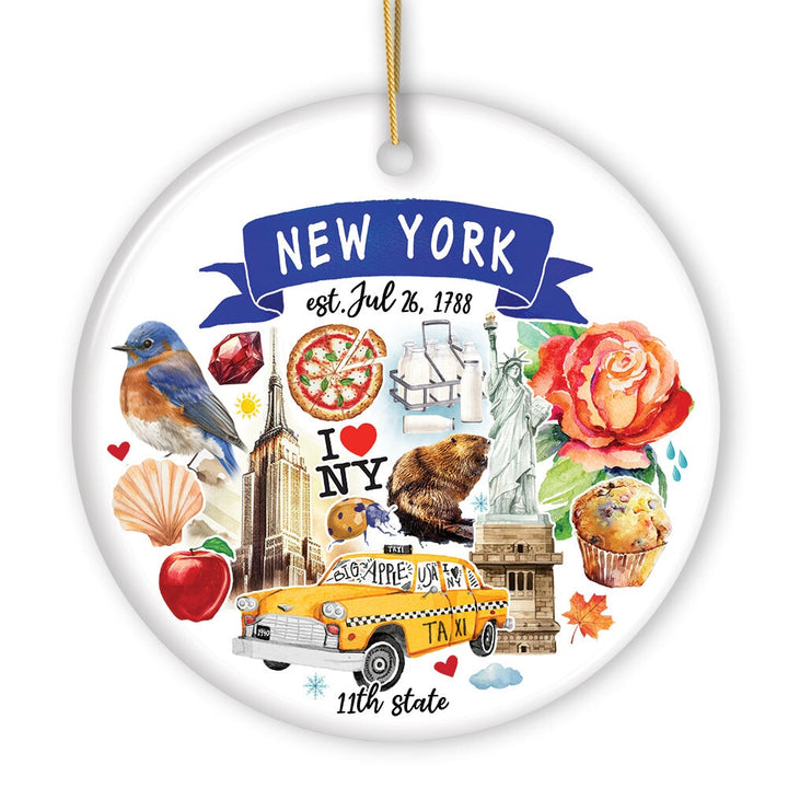 Artistic New York State Themes and Landmarks Christmas Ornament Ceramic Ornament OrnamentallyYou 