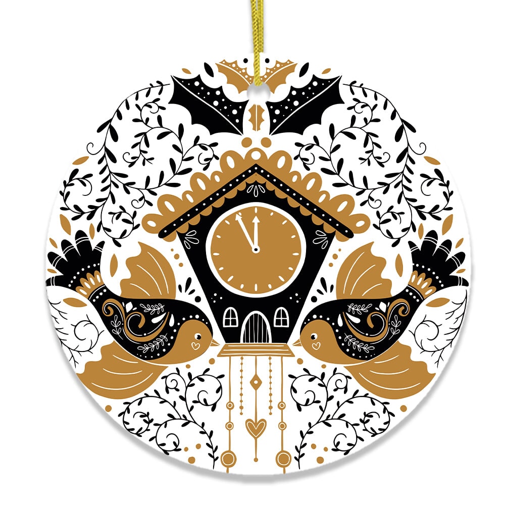 Nordic Style Cuckoo Clock with Birds Christmas Ornament Ceramic Ornament OrnamentallyYou 