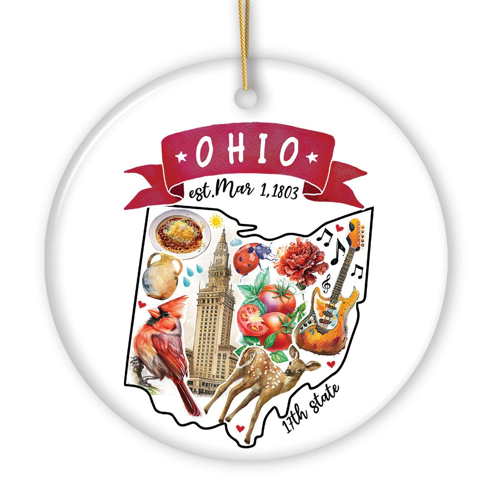 Artistic Ohio State Themes and Landmarks Christmas Ornament Ceramic Ornament OrnamentallyYou 